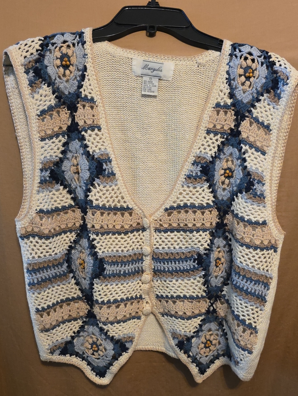 🏝️Ladies' Crochet Sweater Vest M